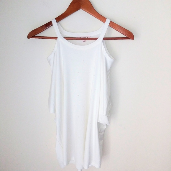 Nanette Lapore White And Pearls Cold Shoulder Blouse Size Large - Picture 2 of 6